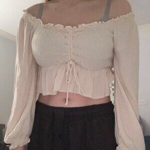 Cotton Candy LA Cream Baggy Long-Sleeve Blouse